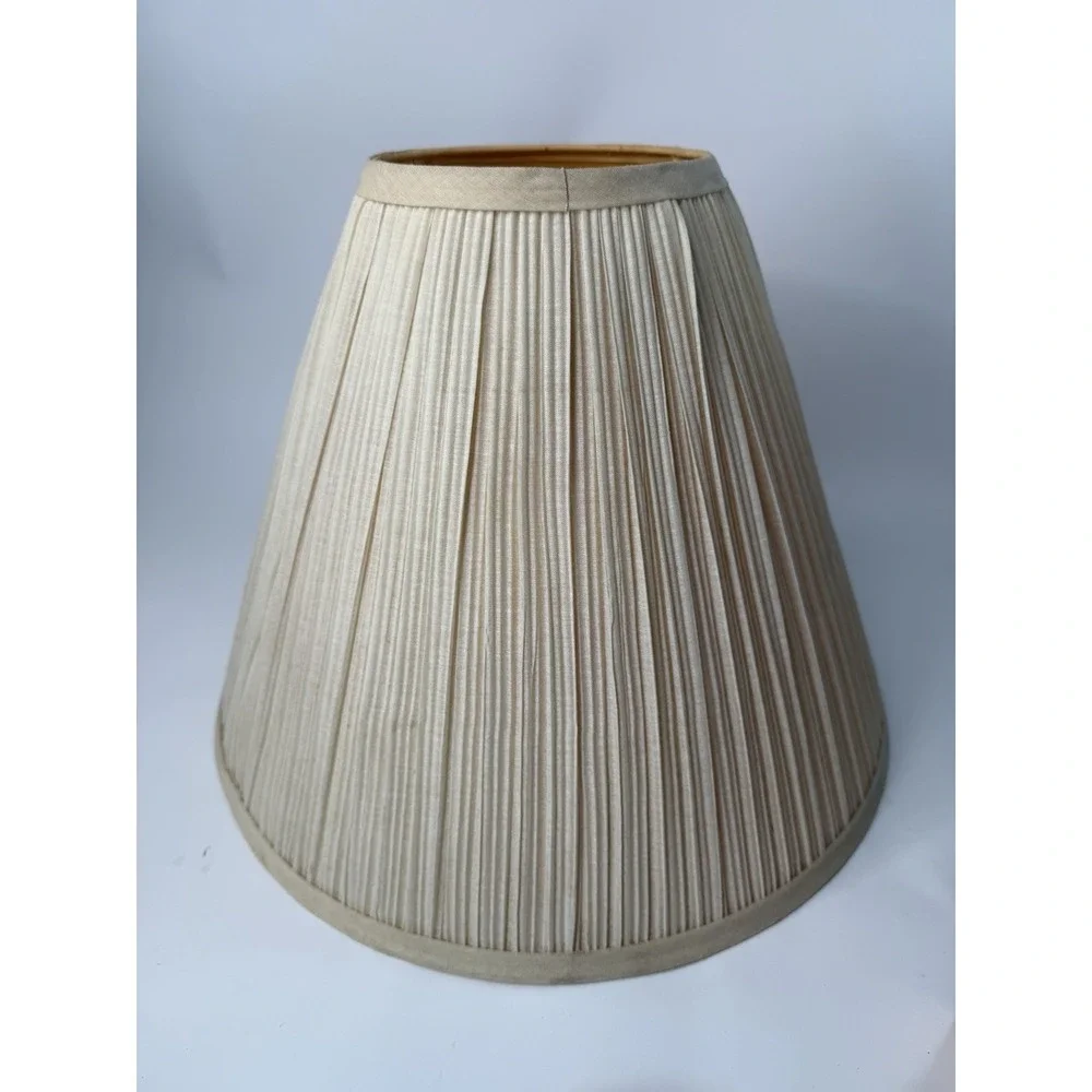 Vintage Ivory Pleated Fabric Large Lamp Shade 12x16